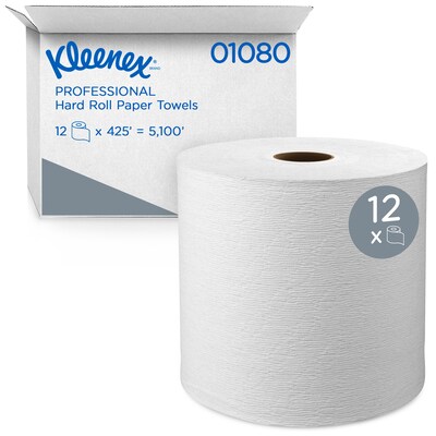 Kleenex Professional Recycled Hardwound Paper Towels, 1-ply, 425 ft./Roll, 12 Rolls/Carton (01080)