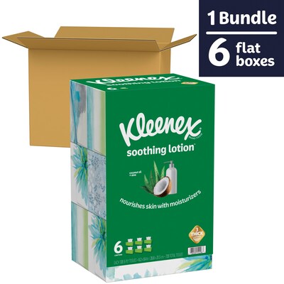 Kleenex Soothing Lotion Facial Tissue, 3-Ply, 120 Sheets/Box, 6 Boxes/Pack (51758)