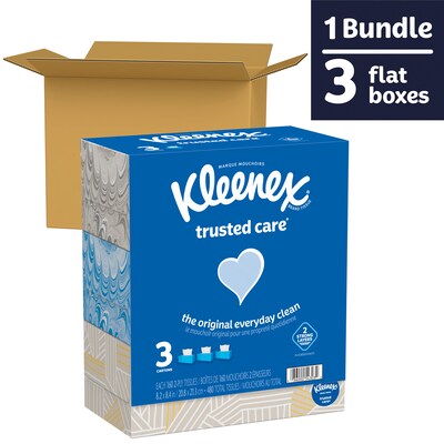 Kleenex Standard Facial Tissue, 2-Ply, 160 Sheets/Box, 3 Boxes/Pack (50219)