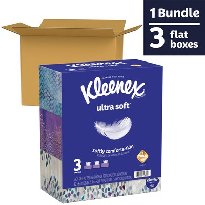 Kleenex Ultra Soft Facial Tissue, 3-Ply, 110 Tissues/Box, 3 Boxes/Pack (50239)
