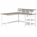 Bush Furniture Mayfield 60W L Shaped Computer Desk with Desktop Organizer, Shiplap Gray/Pure White