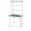 Bush Furniture Mayfield 2-Shelf 66H Standard Bookcase with Drawers, Pure White/Shiplap Gray (MAY018