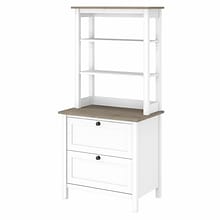 Bush Furniture Mayfield 2-Shelf 66H Standard Bookcase with Drawers, Pure White/Shiplap Gray (MAY018