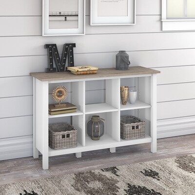 Bush Furniture Mayfield 30H 3-Shelf Cube Bookcase, Pure White/Shiplap Gray (MAB145GW2-03)
