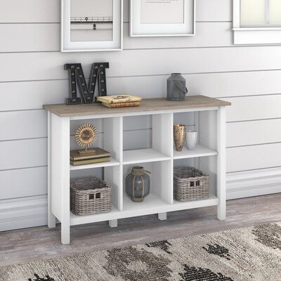 Bush Furniture Mayfield 3-Shelf 30H Cube Bookcase, Pure White/Shiplap Gray (MAB145GW2-03)