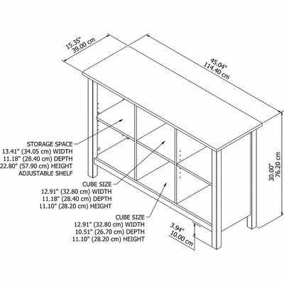 Bush Furniture Mayfield 3-Shelf 30"H Cube Bookcase, Pure White/Shiplap Gray (MAB145GW2-03)