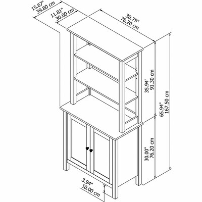 Bush Furniture Mayfield 5-Shelf 66"H Standard Bookcase with Doors, Pure White/Shiplap Gray (MAY019GW2)