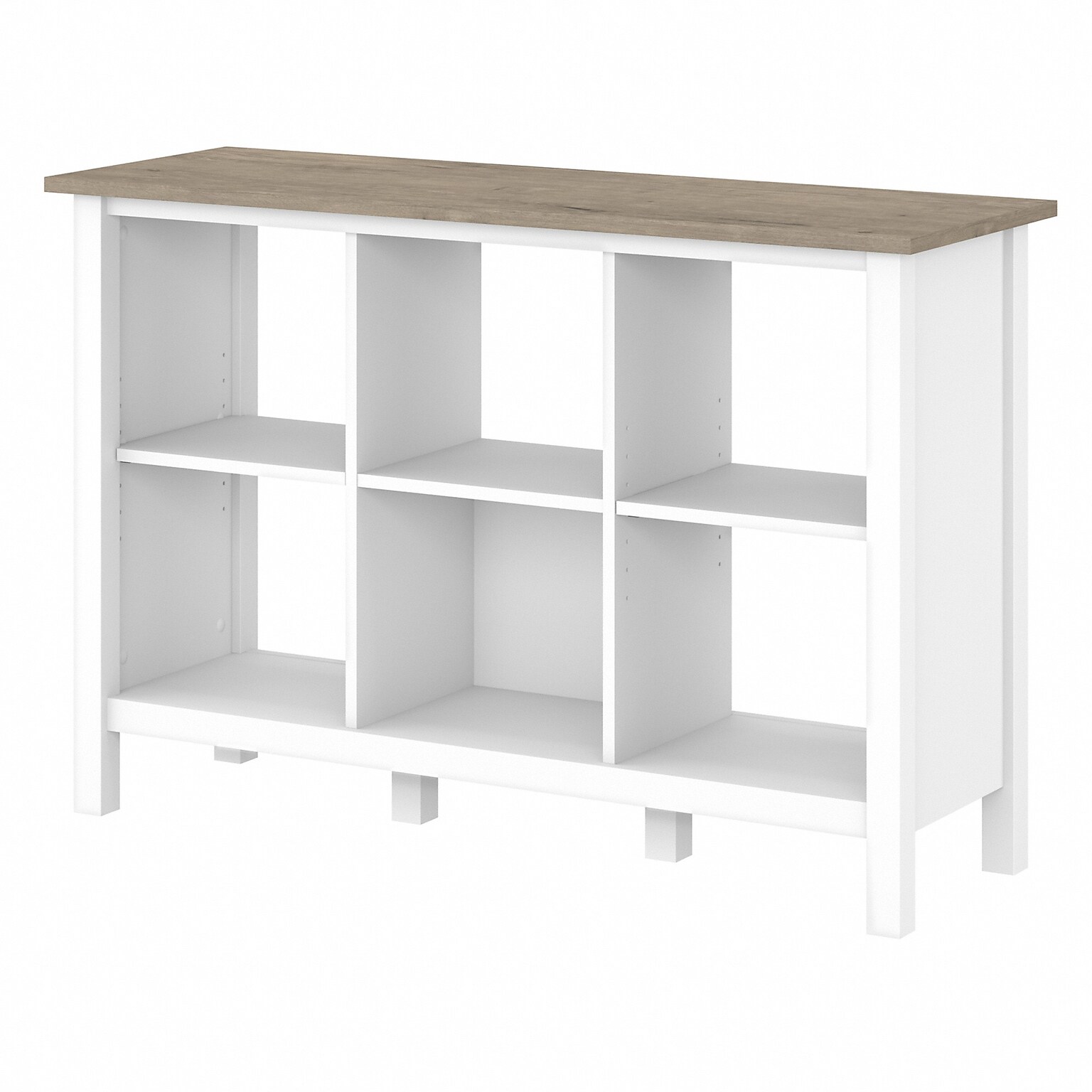 Bush Furniture Mayfield 30H 3-Shelf Cube Bookcase, Pure White/Shiplap Gray (MAB145GW2-03)