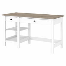 Bush Furniture Mayfield 54W Computer Desk with Shelves, Shiplap Gray/Pure White (MAD154GW2-03)