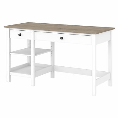 Bush Furniture Mayfield 54 Computer Desk with Shelves, Pure White/Shiplap Gray (MAD154GW2-03)