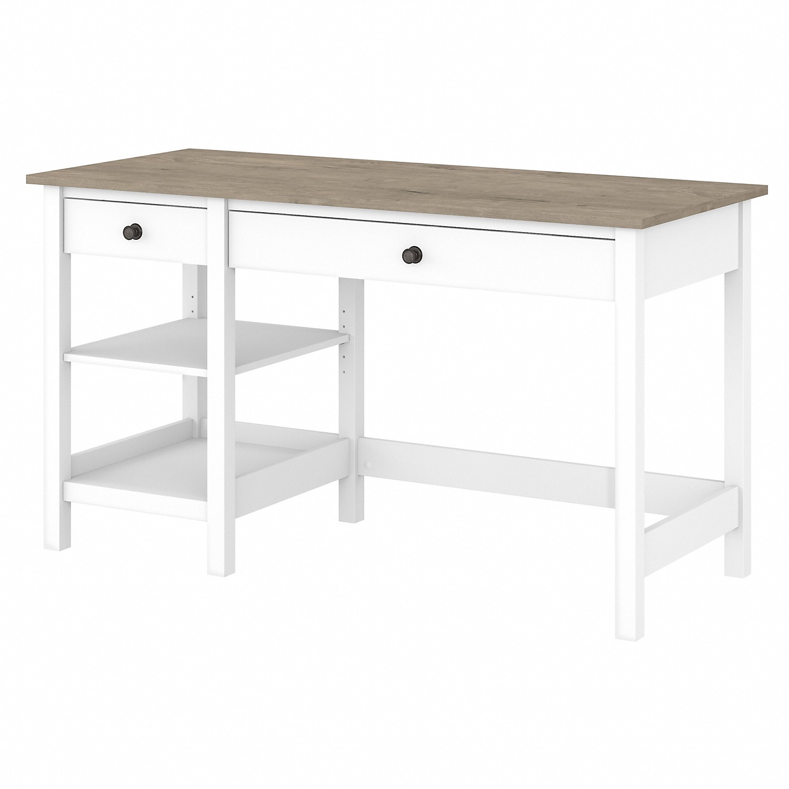 Bush Furniture Mayfield 54W Computer Desk with Shelves, Shiplap Gray/Pure White (MAD154GW2-03)