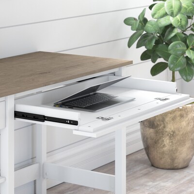 Bush Furniture Mayfield 54"W Computer Desk with Shelves, Shiplap Gray/Pure White (MAD154GW2-03)