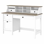 Bush Furniture Mayfield 54 Computer Desk with Drawers and Desktop Organizer, Pure White/Shiplap Gra