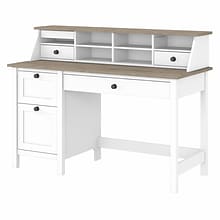 Bush Furniture Mayfield 54W Computer Desk with Drawers and Desktop Organizer, Shiplap Gray/Pure Whi