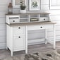 Bush Furniture Mayfield 54"W Computer Desk with Drawers and Desktop Organizer, Shiplap Gray/Pure White (MAY003GW2)