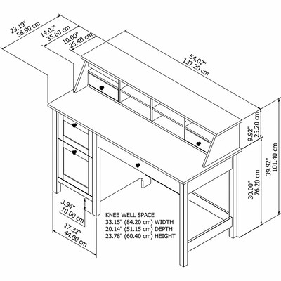 Bush Furniture Mayfield 54"W Computer Desk with Drawers and Desktop Organizer, Shiplap Gray/Pure White (MAY003GW2)