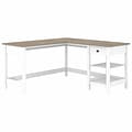Bush Furniture Mayfield 60 L-Shaped Computer Desk with Storage, Pure White/Shiplap Gray (MAD260GW2-