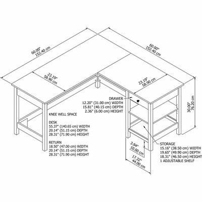 Bush Furniture Mayfield 60"W L Shaped Computer Desk with Storage, Shiplap Gray/Pure White (MAD260GW2-03)