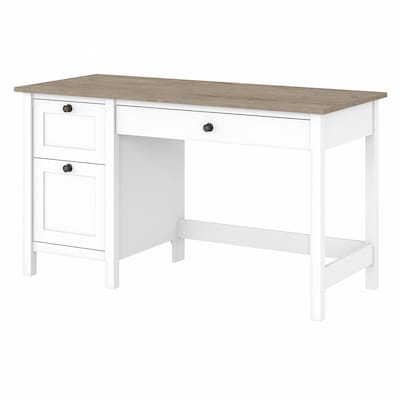 Bush Furniture Mayfield 54W Computer Desk with Drawers, Shiplap Gray/Pure White (MAD254GW2-03)