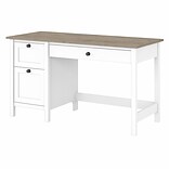 Bush Furniture Mayfield 54 Computer Desk with Drawers, Pure White/Shiplap Gray (MAD254GW2-03)