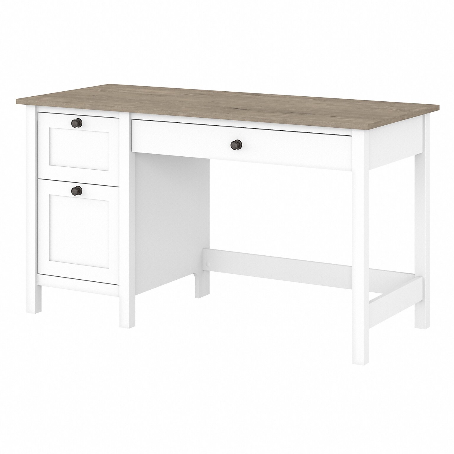 Bush Furniture Mayfield 54W Computer Desk with Drawers, Shiplap Gray/Pure White (MAD254GW2-03)