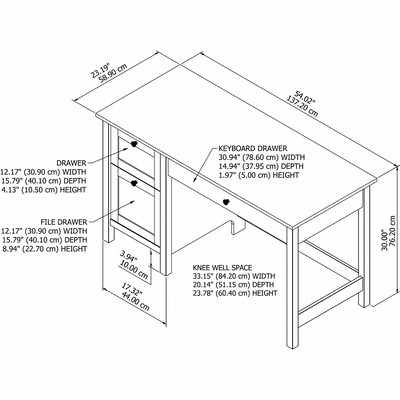 Bush Furniture Mayfield 54"W Computer Desk with Drawers, Shiplap Gray/Pure White (MAD254GW2-03)