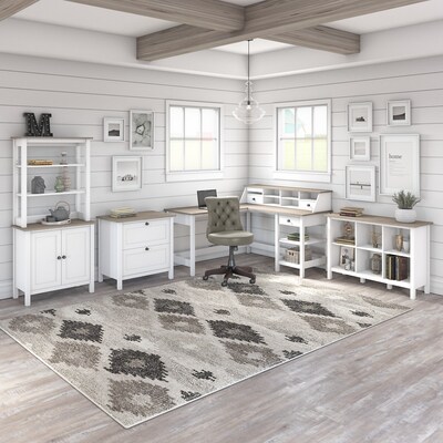 Bush Furniture Mayfield Rustic Hutch, Pure White/Shiplap Gray (MAH131GW2-03)