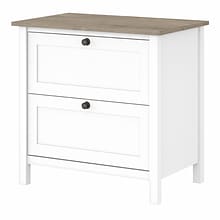 Bush Furniture Mayfield 2-Drawer Lateral File Cabinet, Letter/Legal, Pure White/Shiplap Gray, 30.79