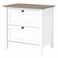 Bush Furniture Mayfield 2-Drawer Lateral File Cabinet, Letter/Legal, Pure White/Shiplap Gray, 30.79" (MAF131GW2-03)