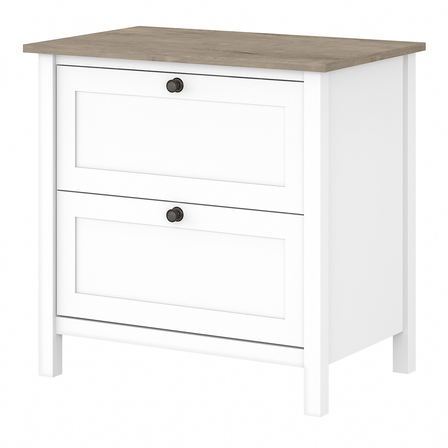 Bush Furniture Mayfield 2-Drawer Lateral File Cabinet, Letter/Legal, Pure White/Shiplap Gray, 30.79 (MAF131GW2-03)