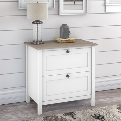 Bush Furniture Mayfield 2-Drawer Lateral File Cabinet, Letter/Legal, Pure White/Shiplap Gray, 30.79