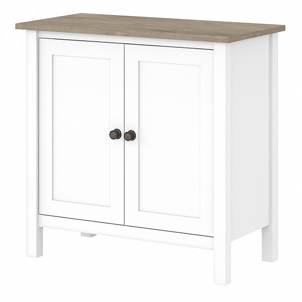 Bush Furniture Mayfield 30 Storage Cabinet with 2 Shelves, Pure White/Shiplap Gray (MAS131GW2-03)