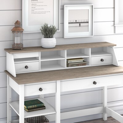 Bush Furniture Mayfield Rustic Hutch, Pure White/Shiplap Gray (MAH154GW2-03)