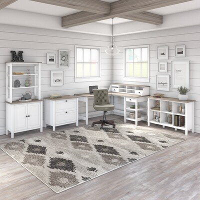 Bush Furniture Mayfield Rustic Hutch, Pure White/Shiplap Gray (MAH154GW2-03)