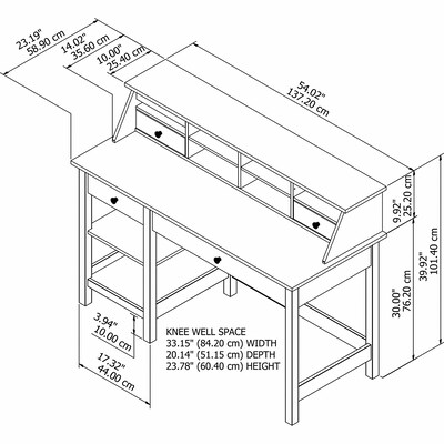 Bush Furniture Mayfield 54" Computer Desk with Shelves and Desktop Organizer, Pure White/Shiplap Gray (MAY001GW2)