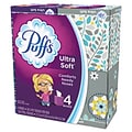 Puffs Ultra Soft Facial Tissue, 2-Ply, White, 56 Sheets/Box, 4 Boxes/Pack, 6 Packs/Carton (PGC35295)