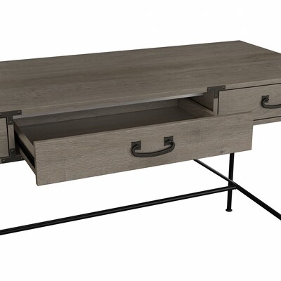 kathy ireland® Home by Bush Furniture Ironworks 60" Writing Desk with Drawers, Restored Gray (KI50305-03)