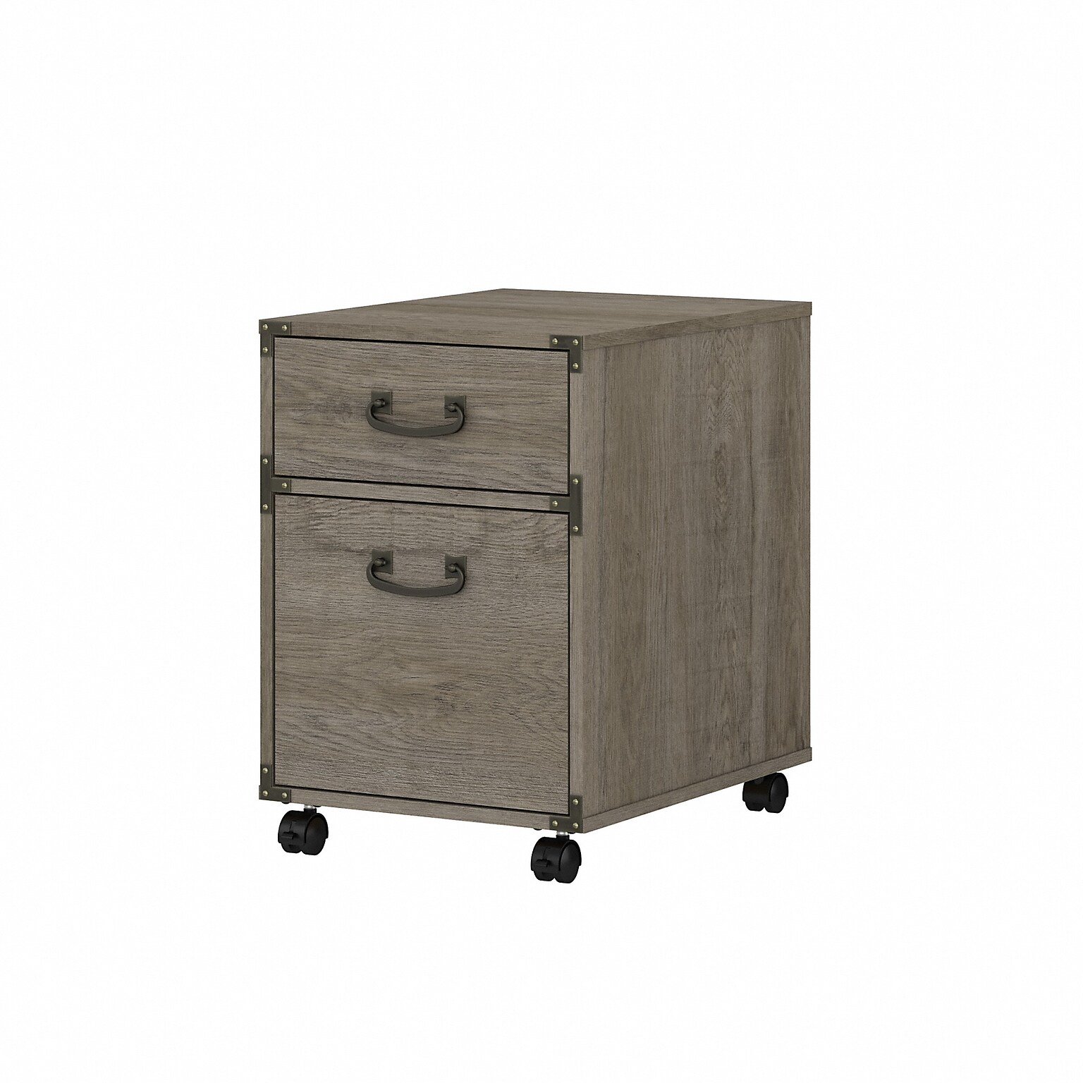 Bush Furniture Ironworks 2-Drawer Mobile Lateral File Cabinet, Letter/Legal Size, Restored Gray (KI50302-03)