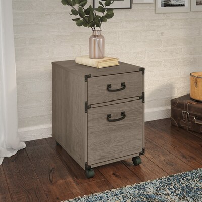 Bush Furniture Ironworks 2-Drawer Mobile Lateral File Cabinet, Letter/Legal Size, Restored Gray (KI5