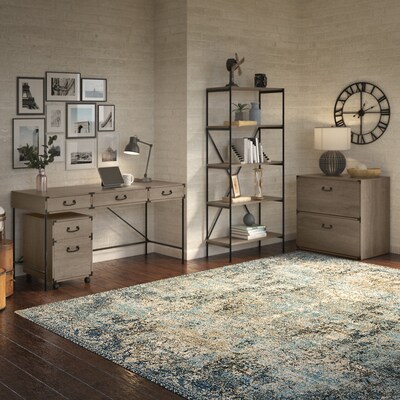 Bush Furniture Ironworks 2-Drawer Mobile Lateral File Cabinet, Letter/Legal Size, Restored Gray (KI50302-03)
