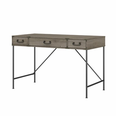 kathy ireland® Home by Bush Furniture Ironworks 48" Writing Desk with Drawers, Restored Gray (KI50301-03)