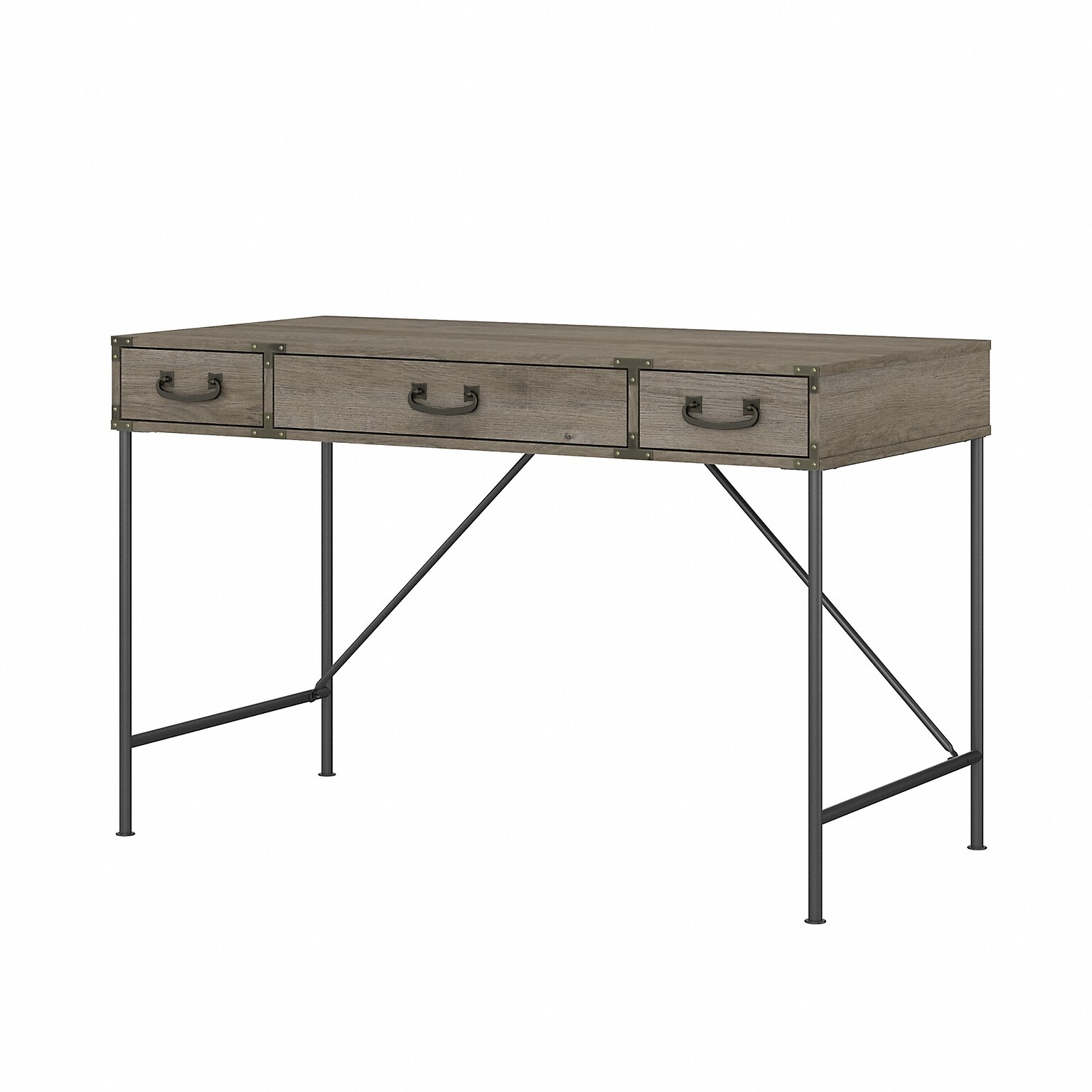 kathy ireland® Home by Bush Furniture Ironworks 48 Writing Desk with Drawers, Restored Gray (KI50301-03)