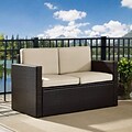Crosley Palm Harbor Outdoor Wicker Loveseat In Brown With Sand Cushions (KO70092BR-SA)