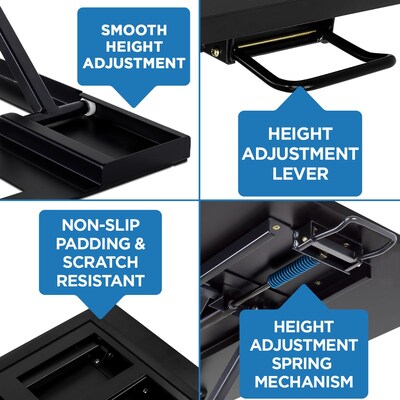 Mount-It! 32"W Rectangular Adjustable Metal Standing Desk Converter, Black (MI-7929BLK)