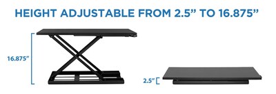 Mount-It! 32"W Rectangular Adjustable Metal Standing Desk Converter, Black (MI-7929BLK)