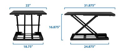 Mount-It! 32"W Rectangular Adjustable Metal Standing Desk Converter, Black (MI-7929BLK)