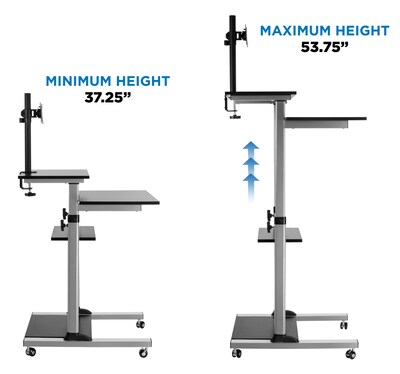 Mount-It! 28"W Adjustable Steel Standing Desk with Monitor Mount, Black (MI-7942BLK)