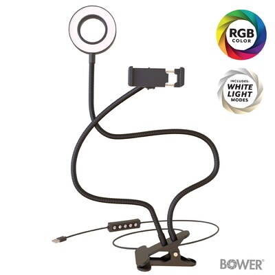 Bower 24" Flexible White and RGB Ring Light with Smartphone Holder (WA-RGBDSKRL)