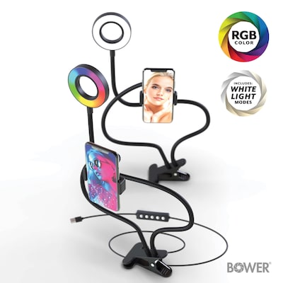 Bower 24" Flexible White and RGB Ring Light with Smartphone Holder (WA-RGBDSKRL)