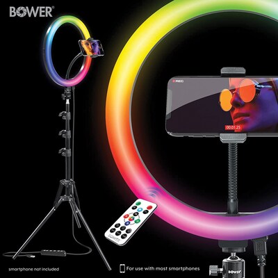 Bower 12" RGB Selfie Ring Light Studio Kit with Wireless Remote Control and Tripod (WA-RLSRGB12)